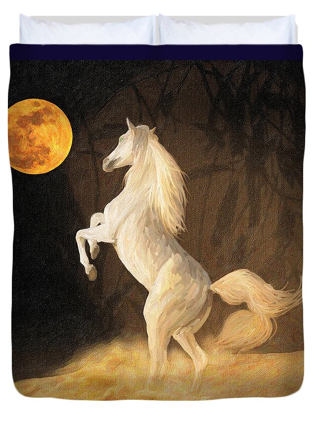Moon Duvet Cover featuring the painting Super MoonStruck by Angela Stanton