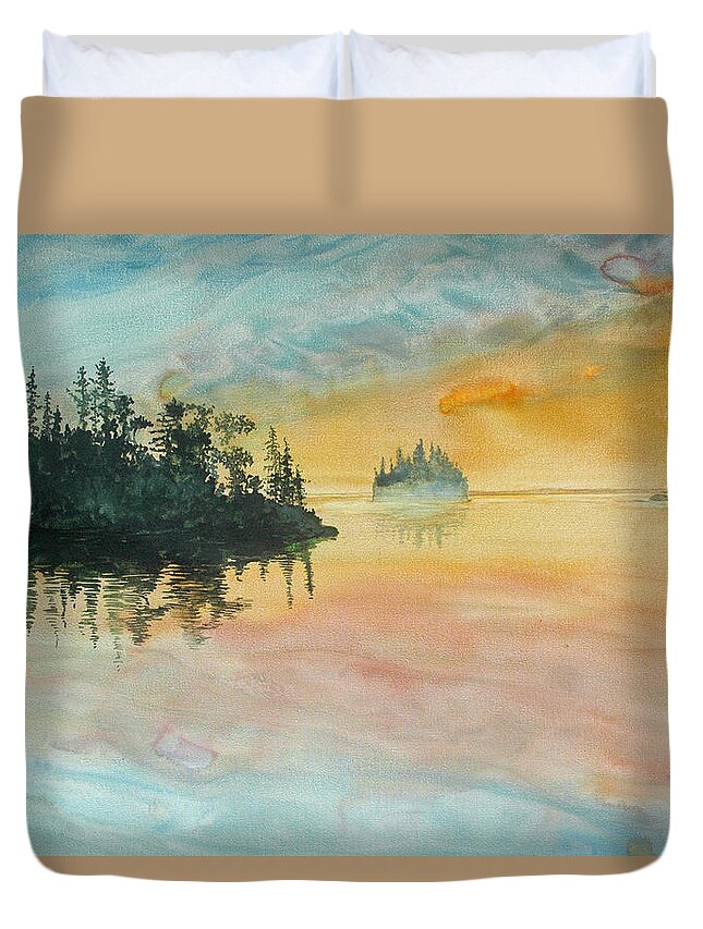 Lake Superior Duvet Cover featuring the painting Superior Memories I by Helen Klebesadel