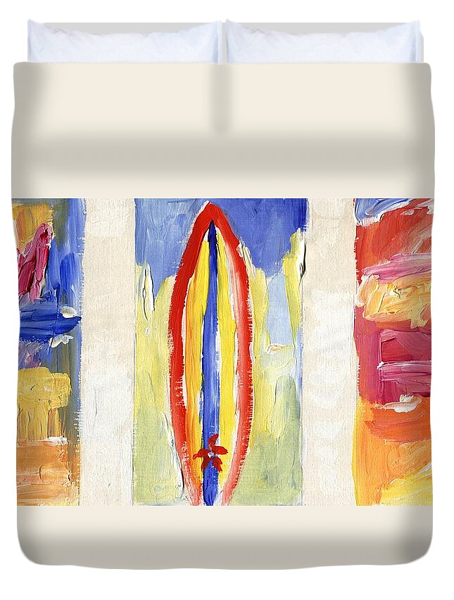 Surfboards Duvet Cover featuring the painting Surfboards 2 by Jamie Frier