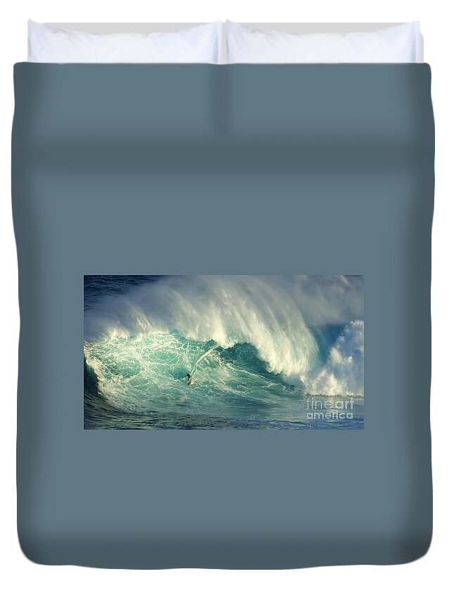 Surf Duvet Cover featuring the photograph Surfing Jaws Hang Loose Brother by Bob Christopher