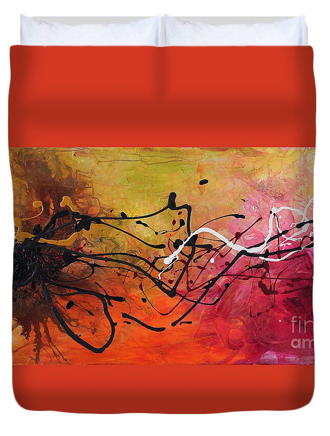 Contemporary Paintings Duvet Cover featuring the painting Surprise by Preethi Mathialagan