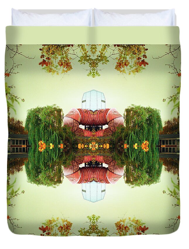 Berlin Duvet Cover featuring the photograph Surreal Canal, Park And Ventilation by Silvia Otte