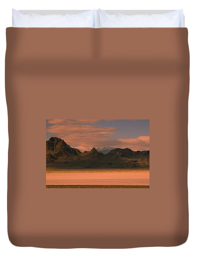 Diane Strain Duvet Cover featuring the painting Surreal Mountains in Utah #4 by Diane Strain