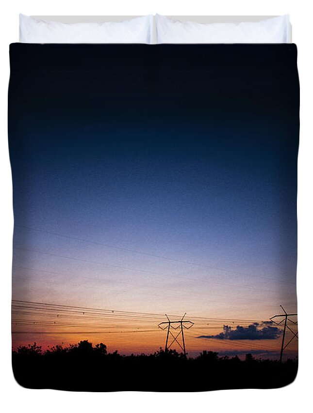 Electrical Duvet Cover featuring the photograph Sunset And Moonrise Over Everglades by Bradley R Youngberg