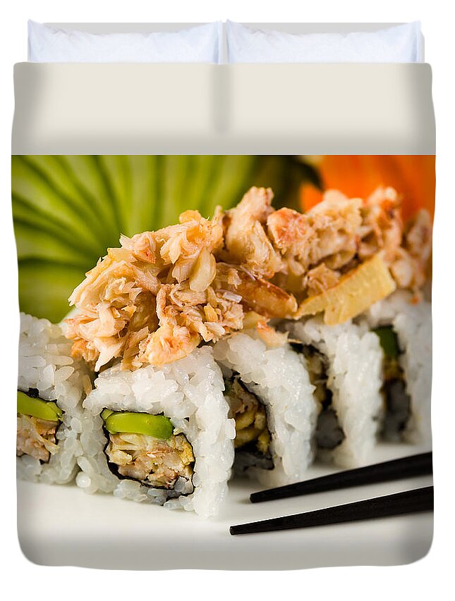 Asian Duvet Cover featuring the photograph Sushi Crab Roll by Raul Rodriguez