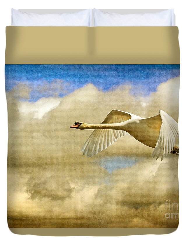 Nature Duvet Cover featuring the photograph Swan Song by Lois Bryan