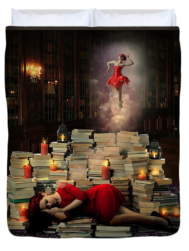  Books Duvet Cover featuring the digital art Sweet Dreams by Linda Lees