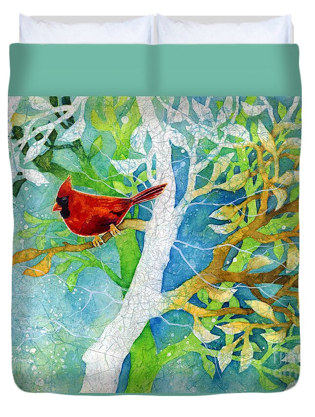 Cardinal Duvet Cover featuring the painting Sweet Memories II by Hailey E Herrera