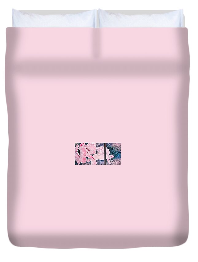 Watercolor Duvet Cover featuring the painting Sweet Peas by Carolyn Rosenberger