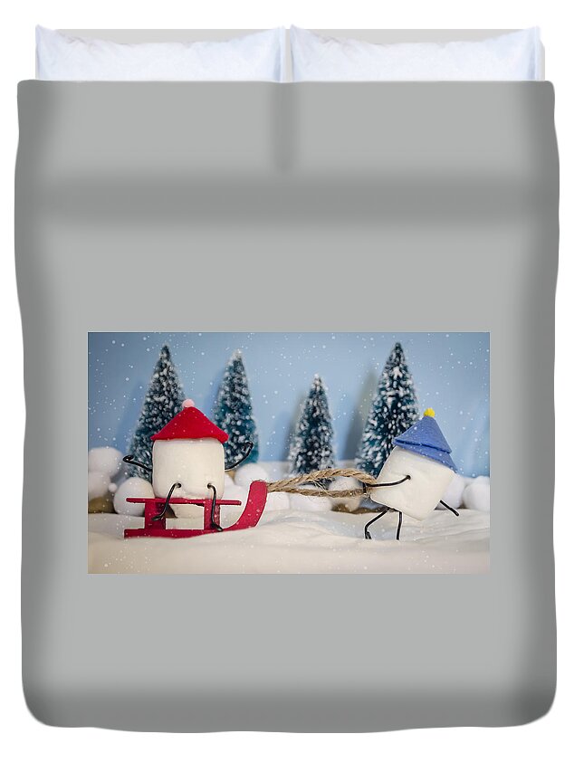 Sleigh Duvet Cover featuring the photograph Sweet Sleigh Ride by Heather Applegate