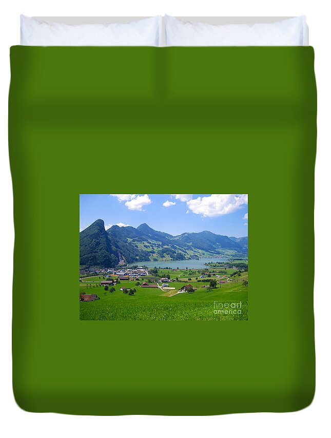 Alps Duvet Cover featuring the photograph Swiss Landscape by Amanda Mohler