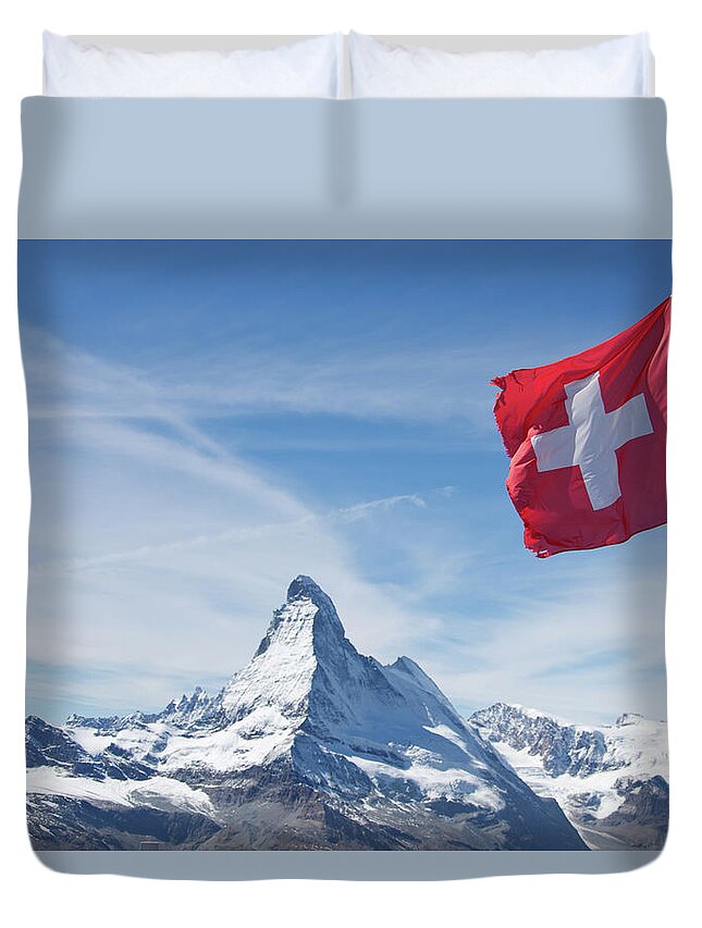 Scenics Duvet Cover featuring the photograph Switzerland Matterhorn by M Swiet Productions