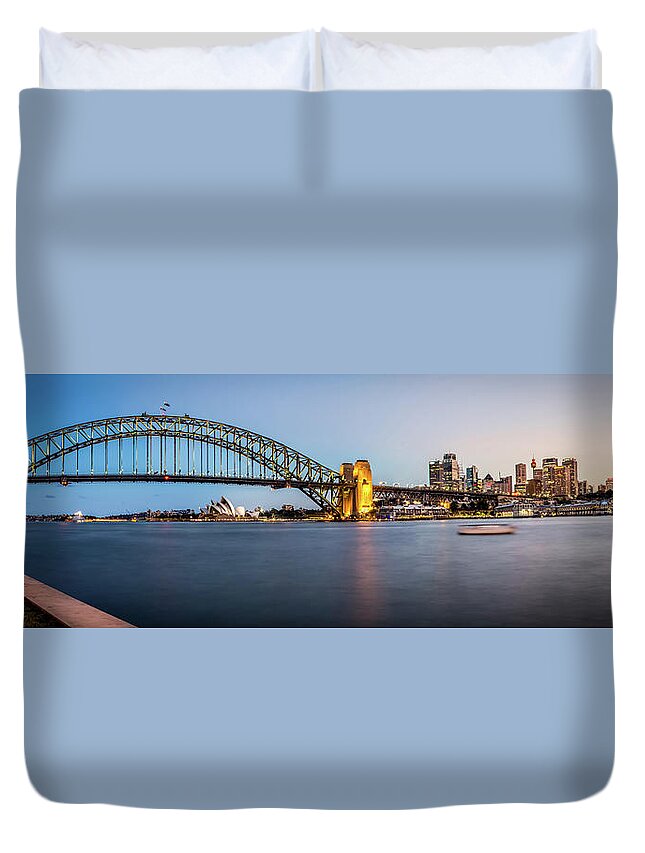 Tranquility Duvet Cover featuring the photograph Sydney Evening Skyline by Image By Mike Hankey