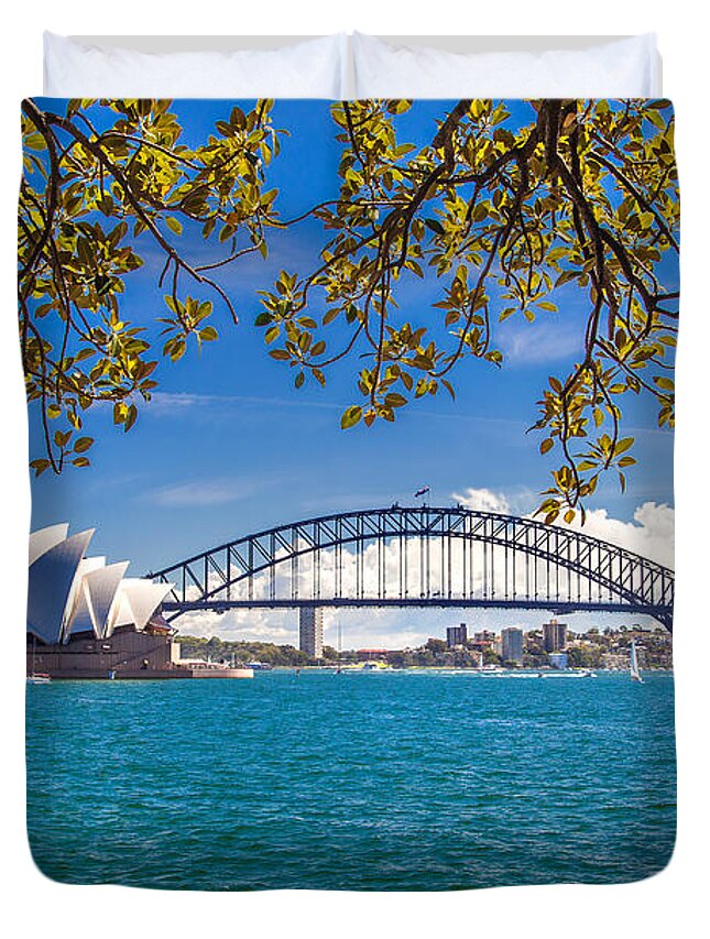 Sydney Duvet Cover featuring the photograph Sydney Harbour Skyline 2 by Az Jackson