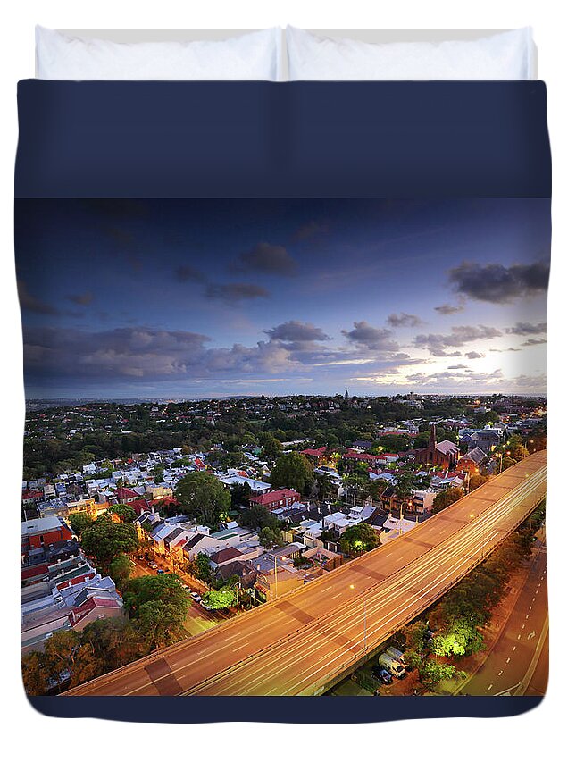 Tranquility Duvet Cover featuring the photograph Sydney Morning by M.l.photography(mark Liang)