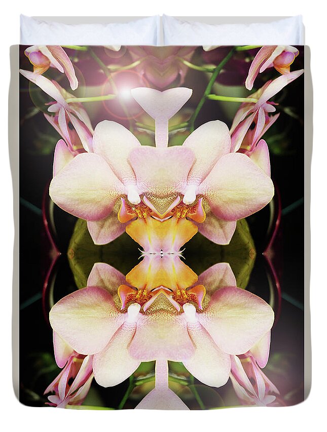Tranquility Duvet Cover featuring the photograph Symmetrical Arrangement Of Orchids by Silvia Otte