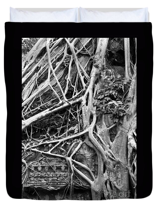 Cambodia Duvet Cover featuring the photograph Ta Prohm Roots And Stone 08 by Rick Piper Photography