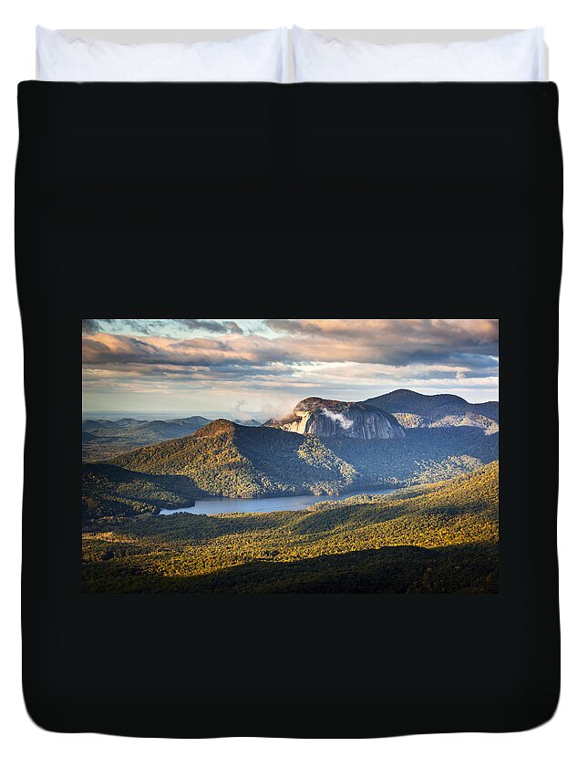 Table Rock Duvet Cover featuring the photograph Table Rock Sunrise - Caesars Head State Park Landscape by Dave Allen