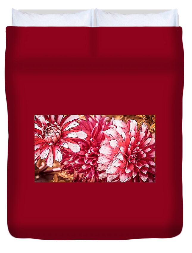 Flower Duvet Cover featuring the painting Japanese Autumn Poetry by Sarah Sever