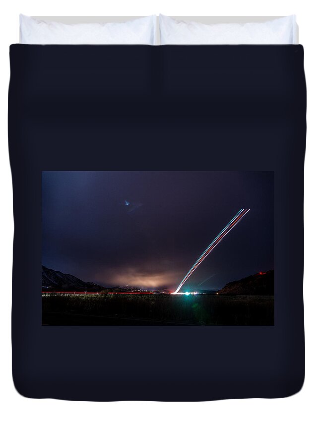 California Duvet Cover featuring the photograph Taking off from Mammoth by Cat Connor