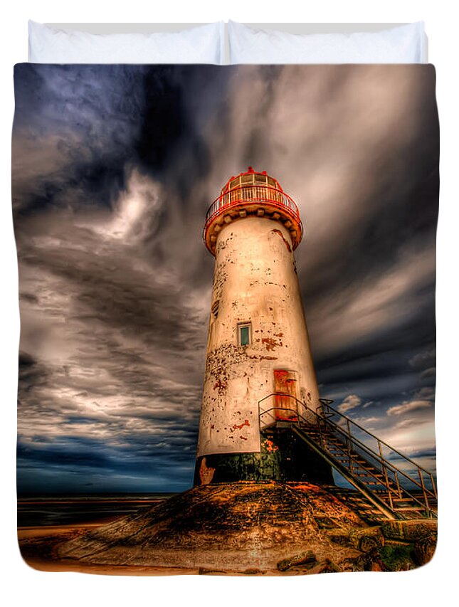 Talacre Duvet Cover featuring the photograph Talacre Lighthouse by Adrian Evans