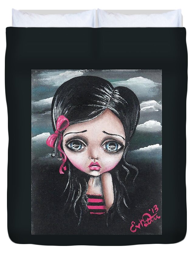 Big Eye Art Duvet Cover featuring the painting Tale Of A Dark Princess by Lizzy Love of Oddball Art Co