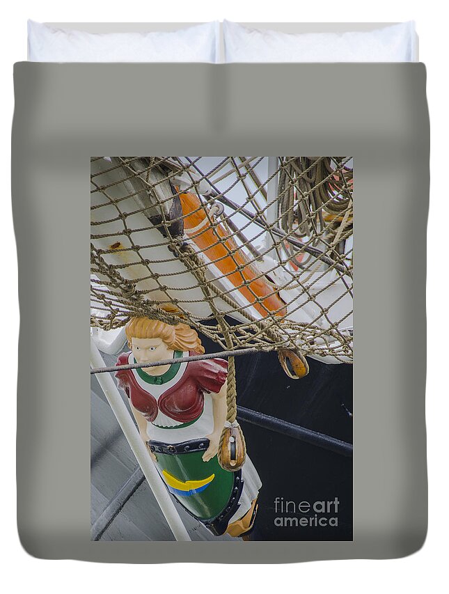 Tall Ships Duvet Cover featuring the photograph Tall Ship Gunilla Masthead by Dale Powell