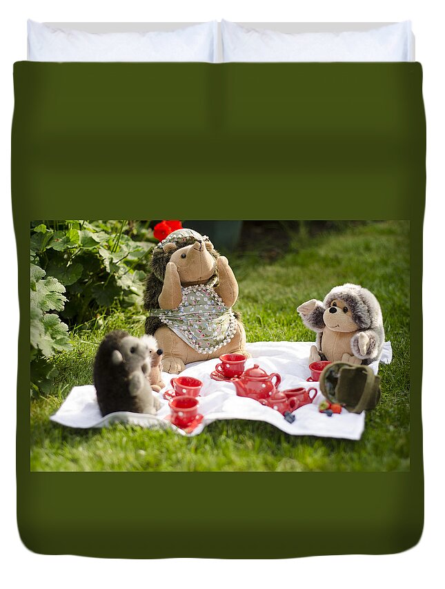 Mrs. Hedgie Duvet Cover featuring the photograph Tall Tale by Spikey Mouse Photography