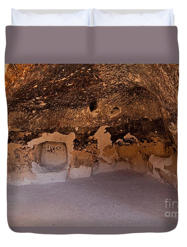 Afternoon Duvet Cover featuring the photograph Talus HouseFront Room Bandelier National Monument by Fred Stearns