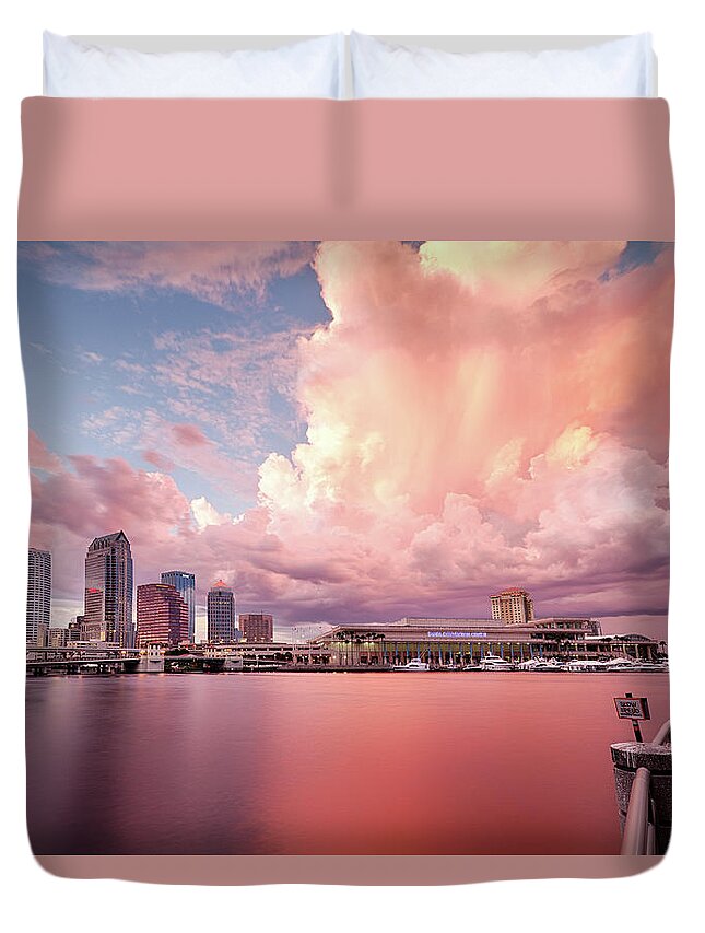 Tranquility Duvet Cover featuring the photograph Tampa Bay City by Alex Baxter