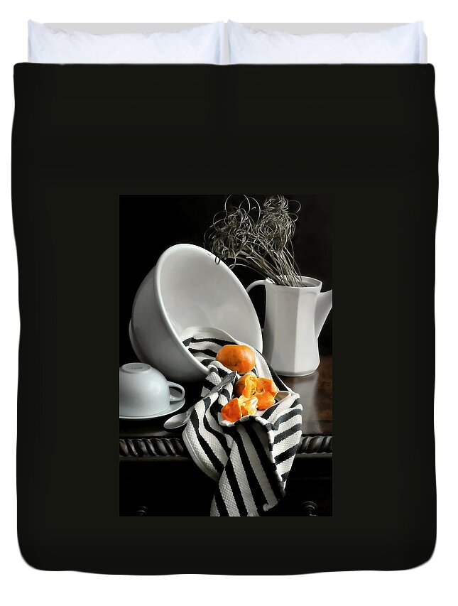 Still Life Duvet Cover featuring the photograph Tangerines by Diana Angstadt