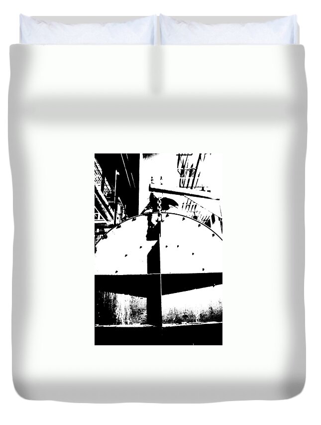 Industrial Architectural Duvet Cover featuring the photograph Tank and Chain by Cleaster Cotton