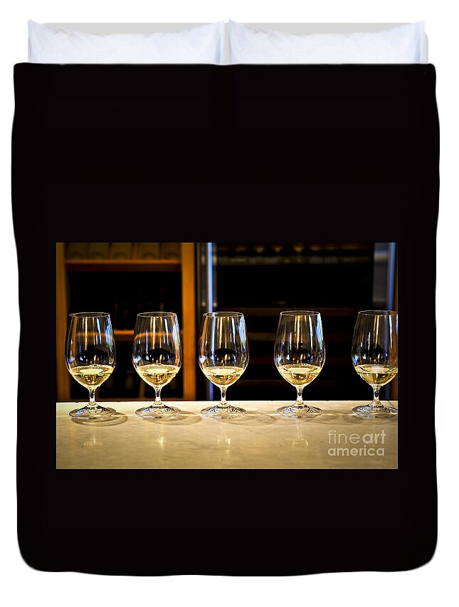 Wine Duvet Cover featuring the photograph Tasting wine by Elena Elisseeva