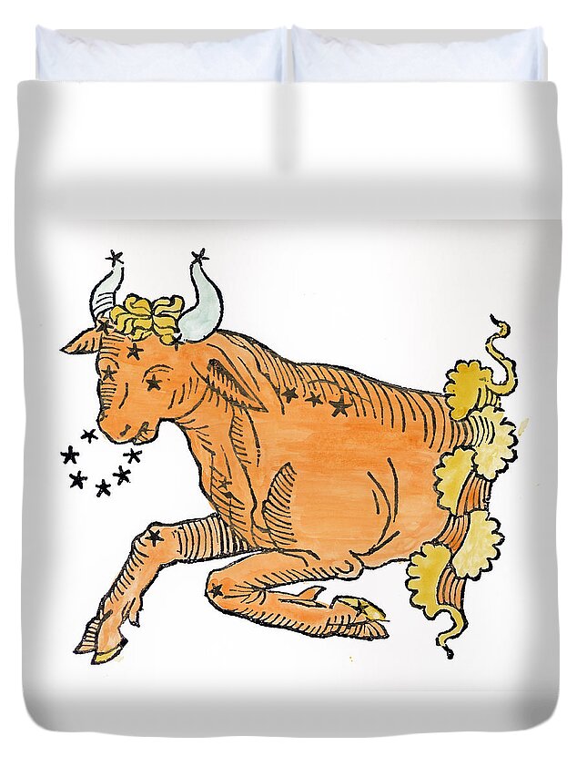 Astronomy Duvet Cover featuring the painting Taurus An Illustration by Italian School