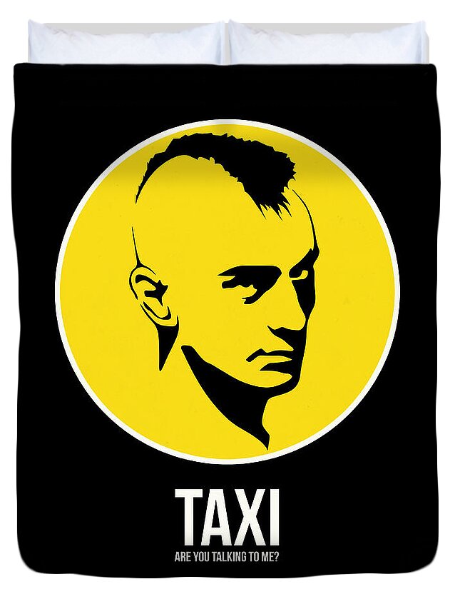 Movie Posters Duvet Cover featuring the digital art Taxi Poster 2 by Naxart Studio