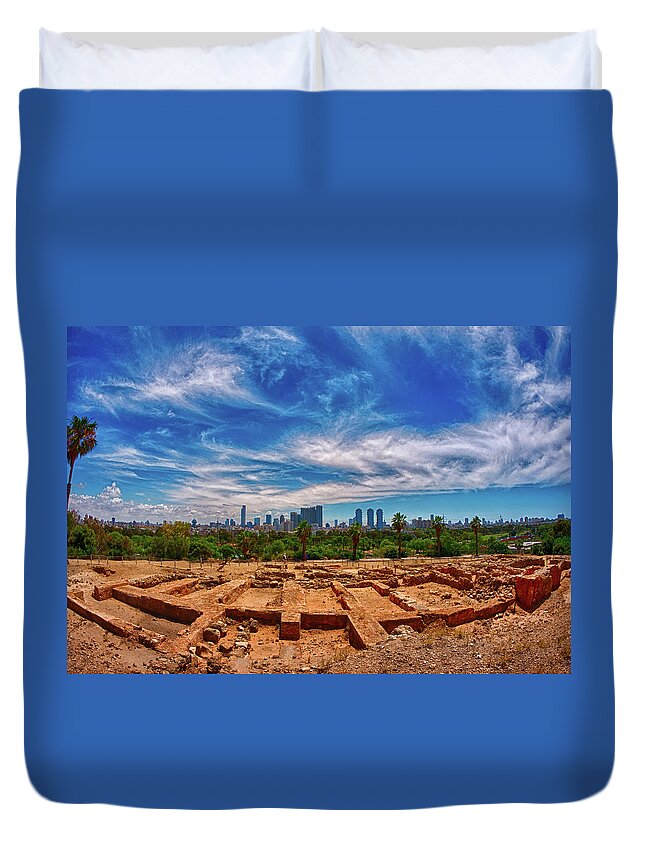 Tranquility Duvet Cover featuring the photograph Tel-aviv - Old And New Hdr by Taken By Ehud Lavon