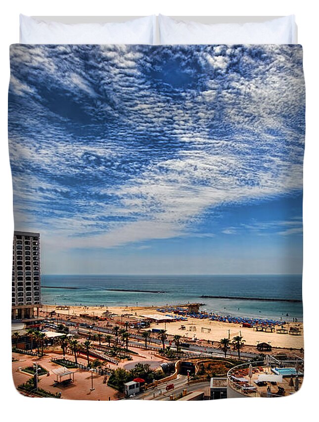 Israel Duvet Cover featuring the photograph Tel Aviv summer time by Ron Shoshani