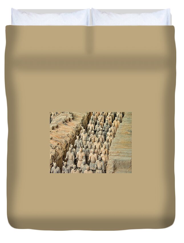 Travel Duvet Cover featuring the photograph Terra Cotta Warriors by David Gleeson