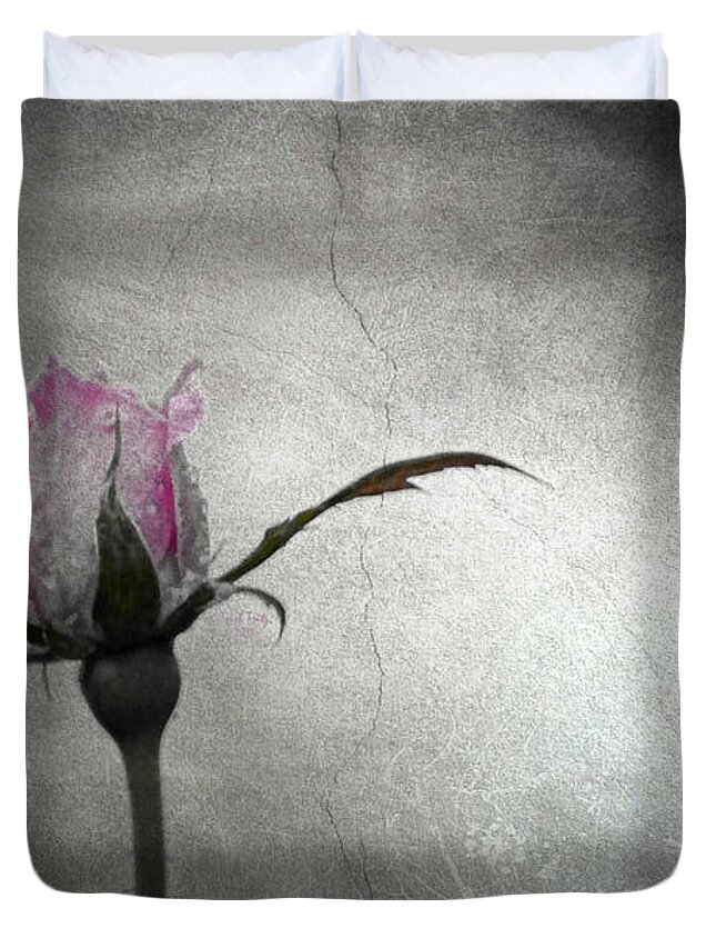 Rose Duvet Cover featuring the mixed media Tess's Rose by Trish Tritz