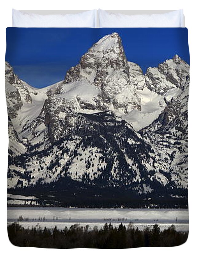 Tetons From Glacier View Overlook Duvet Cover featuring the photograph Tetons from Glacier View Overlook by Raymond Salani III