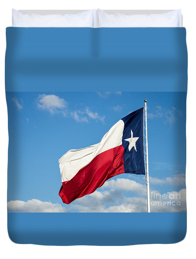 Texas State Flag Duvet Cover featuring the photograph State Flag of Texas by Imagery by Charly