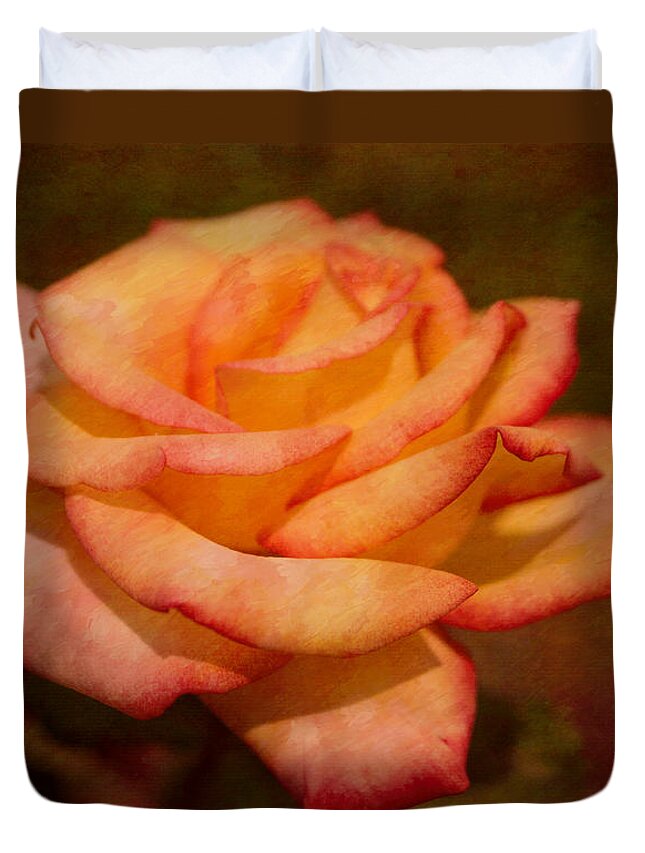Rose Duvet Cover featuring the photograph Textured Star Rose by Arlene Carmel