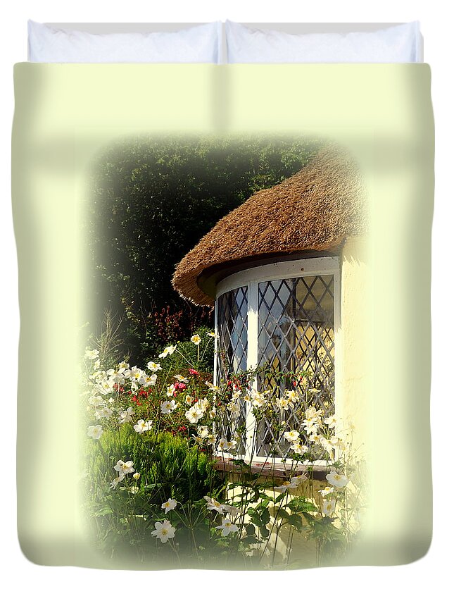 Selworthy Duvet Cover featuring the photograph Thatched Cottage Window by Carla Parris
