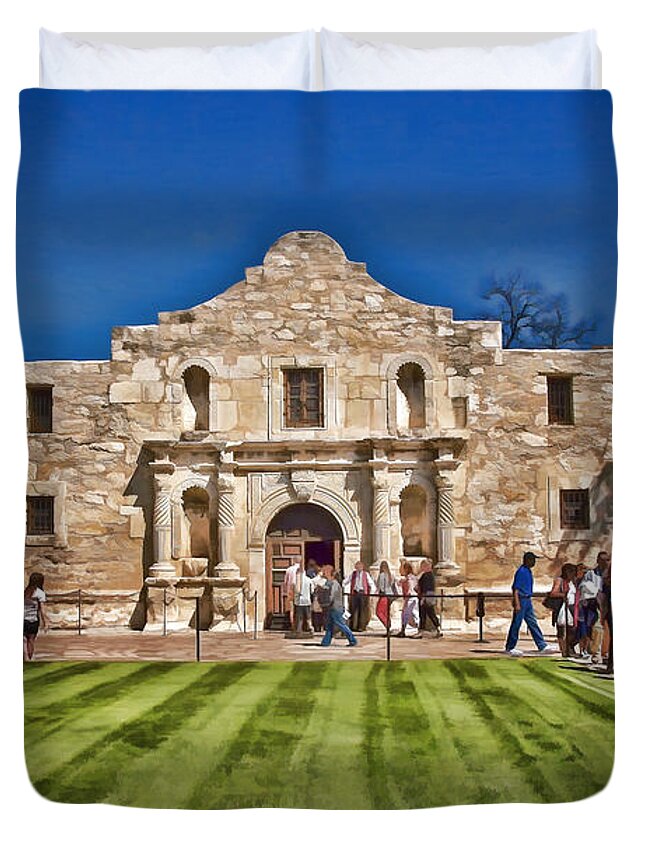 Kenjohnson Duvet Cover featuring the photograph The Alamo Paintography by Ken Johnson