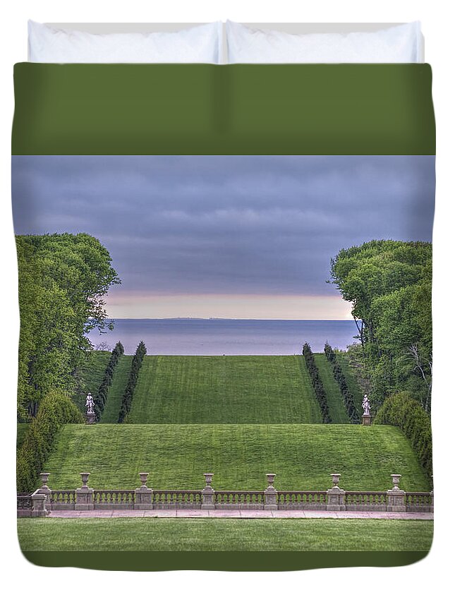 Crane Estate Duvet Cover featuring the photograph The Allee and the Sea by Stoney Stone