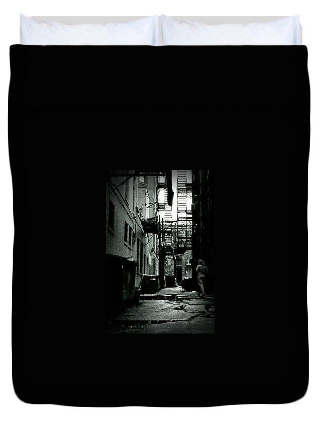 City Duvet Cover featuring the photograph The Alleyway by Michelle Calkins