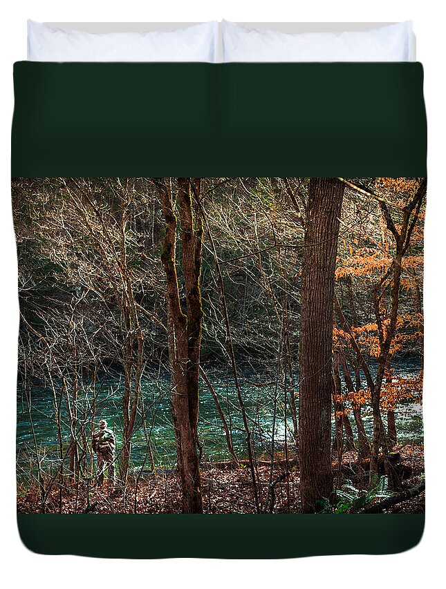 Fly Fishing Duvet Cover featuring the photograph THE ART of FLY FISHING by Karen Wiles