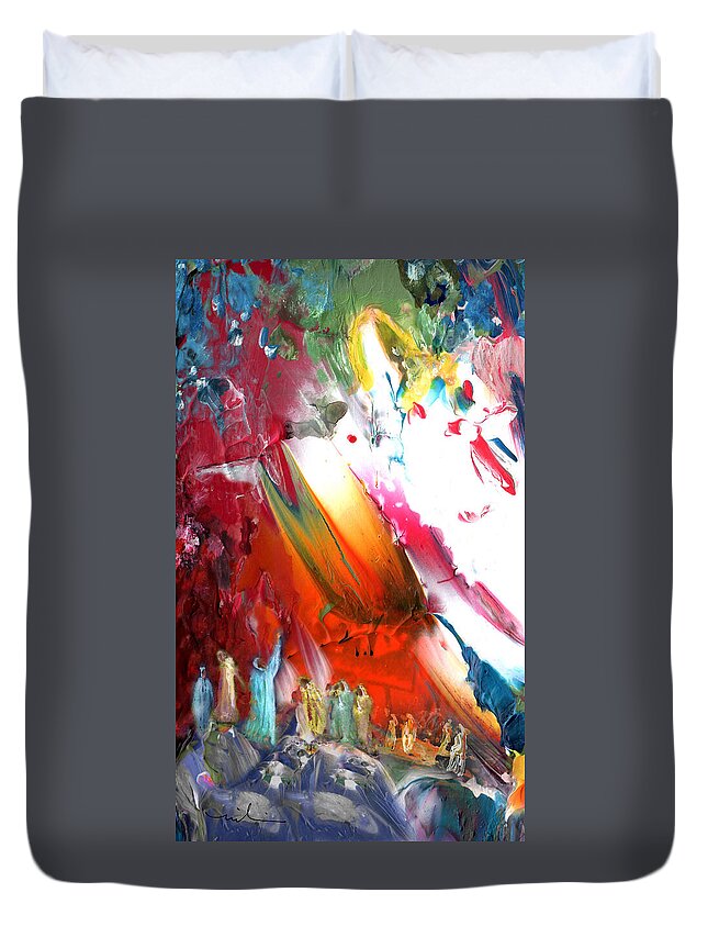 Impressionism Duvet Cover featuring the painting The Ascencion Of Jesus by Miki De Goodaboom