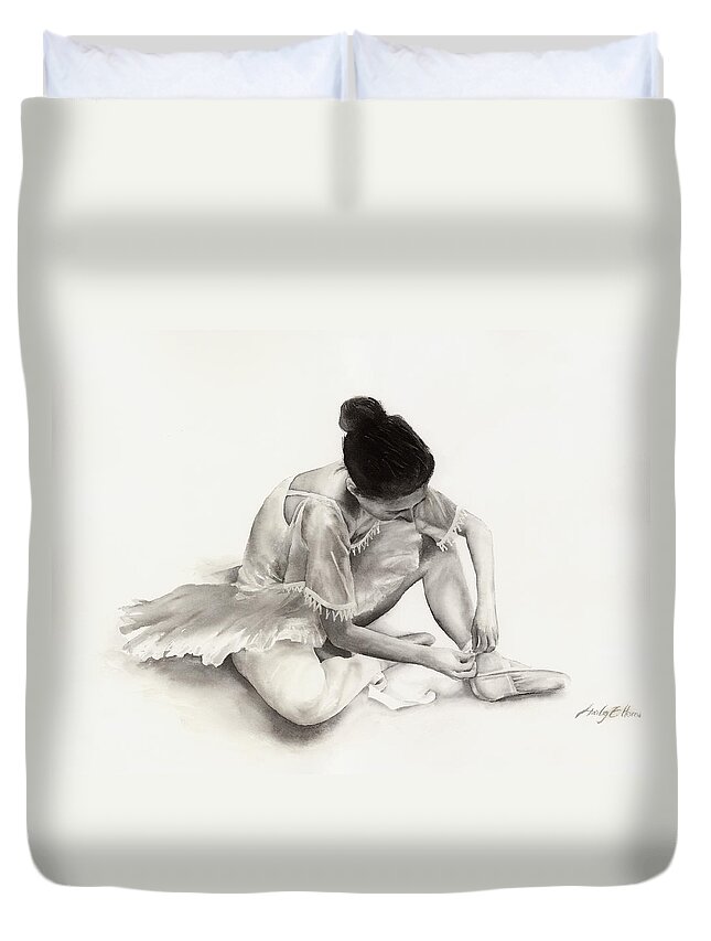 Dancer Duvet Cover featuring the painting The Ballet Dancer by Hailey E Herrera