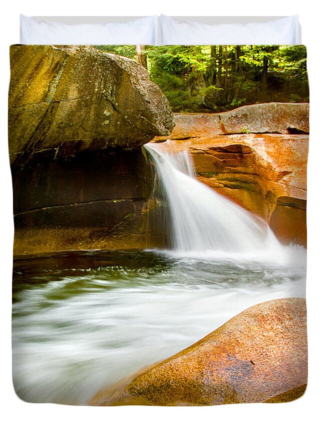 Crawford Notch Duvet Cover featuring the photograph The Basin by Greg Fortier
